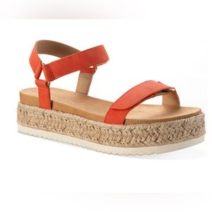 Sun and Stone Platform Sandals Orange Strappy Leather Espadrille Summer Size 10